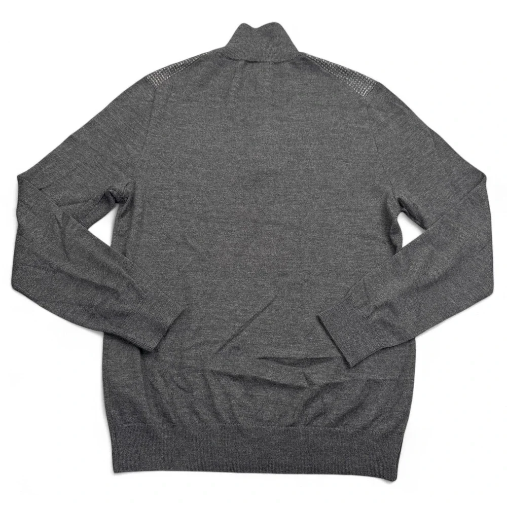 Banana Republic Merino Wool Sweater‎ Mens Size Medium Dark Gray 1/4 Zip Knit